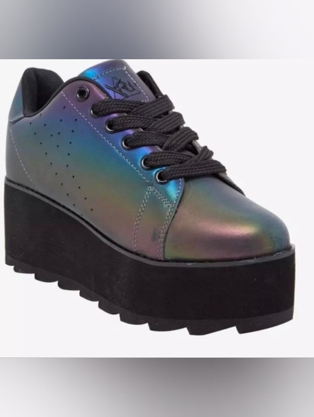 YRU Iridescent/Holographic Platform Sneakers